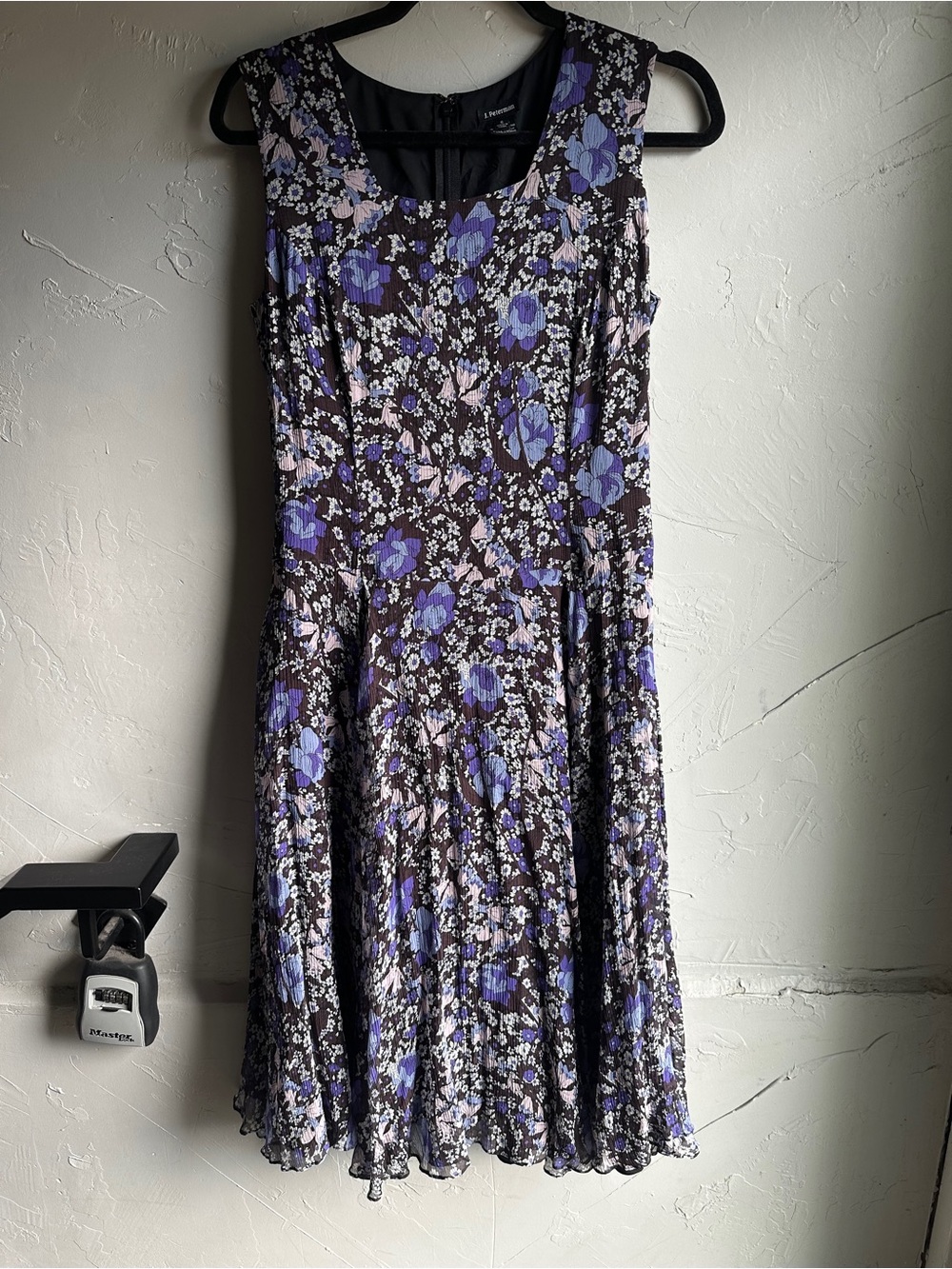 J. Peterman 100% Silk Purple Floral Midi Dress Cottagecore Dark Academia Sz 6
